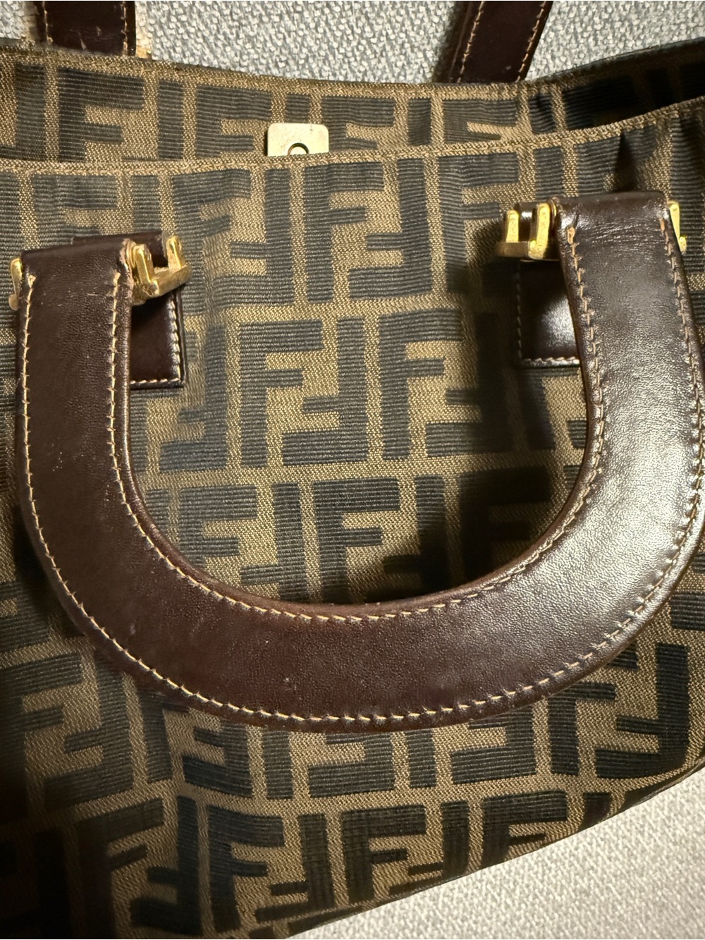 Fendi Brown Zucca Canvas Tote with Gold Hardware - Picture 11 of 15